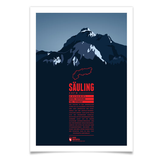 Säuling als illustrierter Druck von Marmota Maps (2047 m, Ammergauer Alpen)