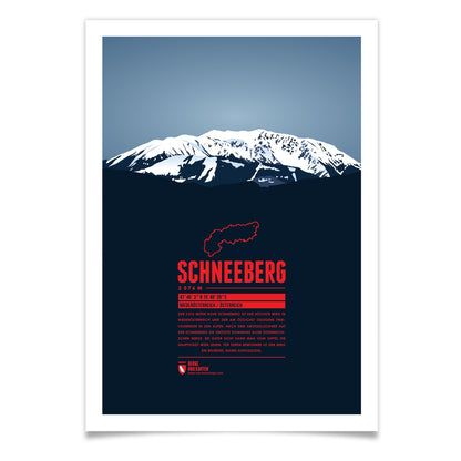 Schneeberg als illustrierter Druck von Marmota Maps (2076 m, Nördliche Kalkalpen)