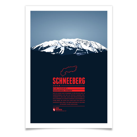 Schneeberg als illustrierter Druck von Marmota Maps (2076 m, Nördliche Kalkalpen)