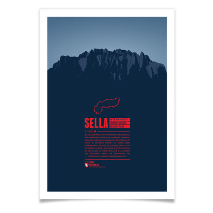 Sella als illustrierter Druck von Marmota Maps (3152 m, Dolomiten)