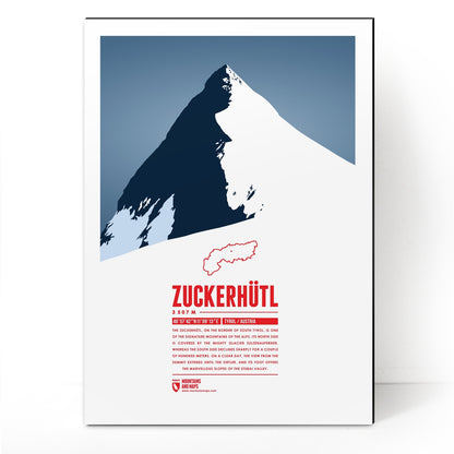 Zuckerhütl as an illustrated print by Marmota Maps on Aludibond (3507 m, Stubaier Alpen)