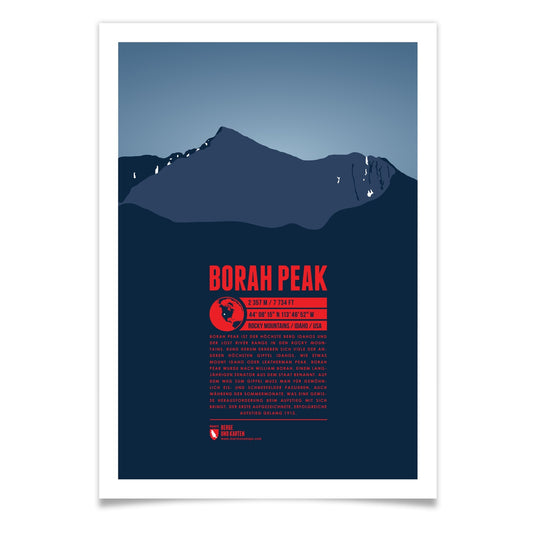 Borah Peak als illustrierter Druck von Marmota Maps (3859 m, Rocky Mountains)