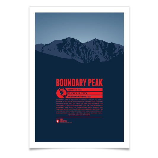 Boundary Peak als illustrierter Druck von Marmota Maps (4007 m, White Mountains)