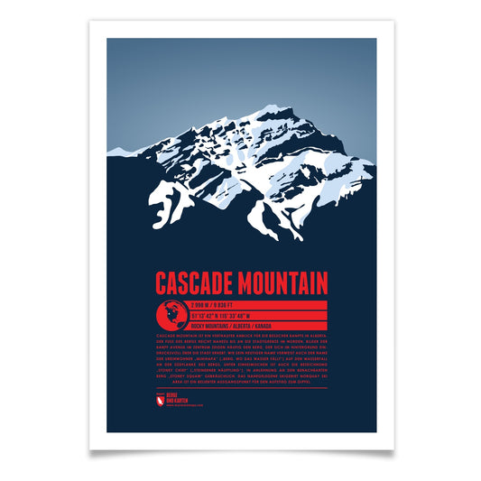 Cascade Mountain als illustrierter Druck von Marmota Maps (2998 m, Rocky Mountains)