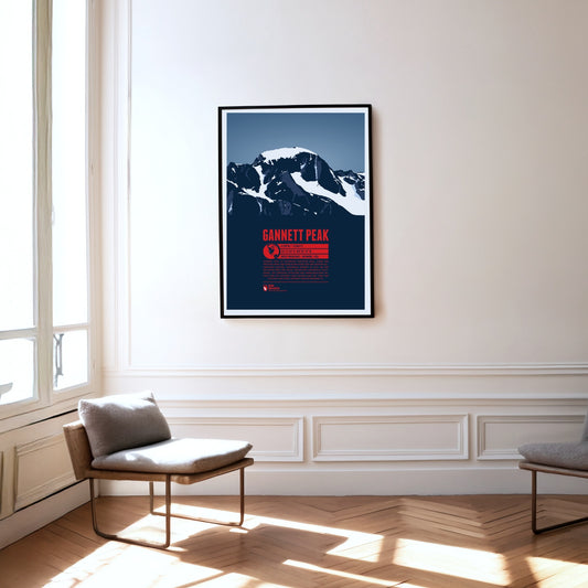 Gannett Peak as a print hanging on a wall