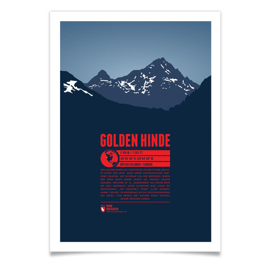 Golden Hinde als illustrierter Druck von Marmota Maps (2195 m, Vancouver Island Ranges)