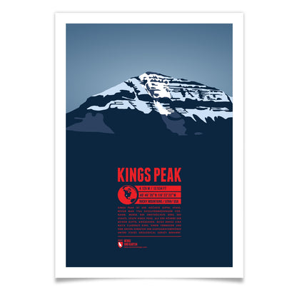 Kings Peak als illustrierter Druck von Marmota Maps (4125 m, Rocky Mountains)