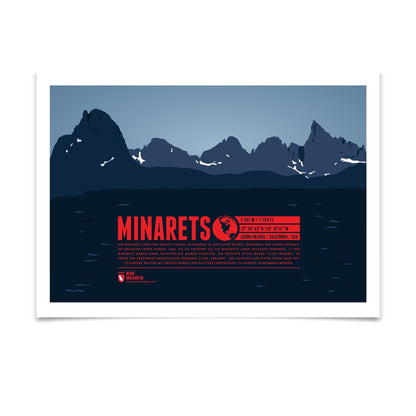 Minarets als illustrierter Druck von Marmota Maps (3740 m, Sierra Nevada)