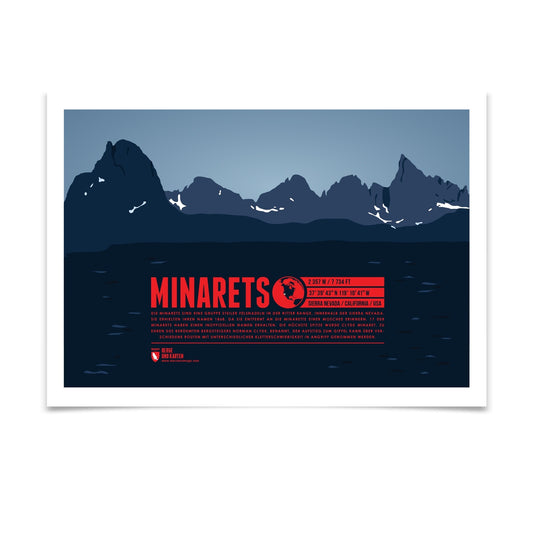 Minarets als illustrierter Druck von Marmota Maps (3740 m, Sierra Nevada)