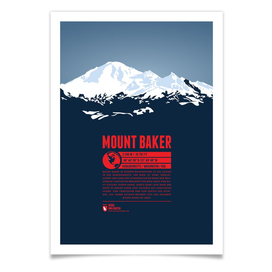 Mount Baker als illustrierter Druck von Marmota Maps (3286 m, Kaskadenkette)