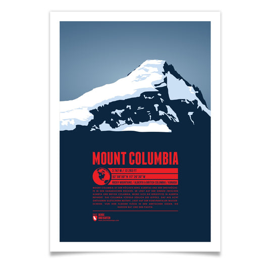 Mount Columbia als illustrierter Druck von Marmota Maps (3747 m, Rocky Mountains)