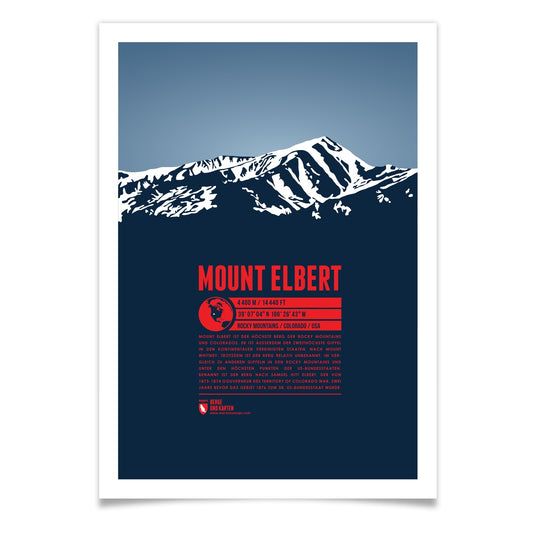 Mount Elbert als illustrierter Druck von Marmota Maps (4400 m, Rocky Mountains)