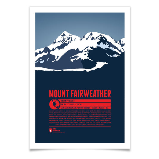 Mount Fairweather als illustrierter Druck von Marmota Maps (4671 m, Saint Elias Mountains)