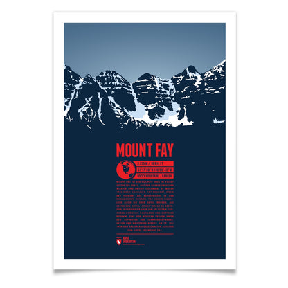 Mount Fay als illustrierter Druck von Marmota Maps (3235 m, Rocky Mountains)