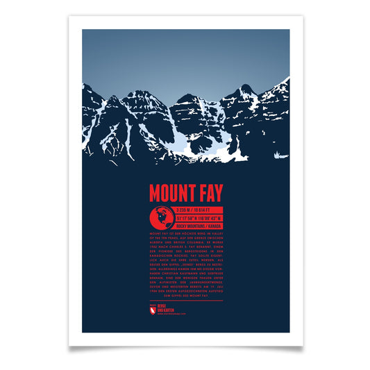 Mount Fay als illustrierter Druck von Marmota Maps (3235 m, Rocky Mountains)