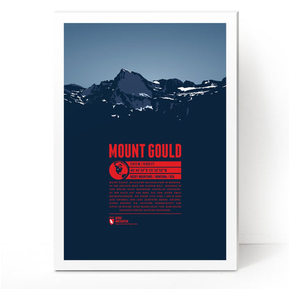 Mount Gould als illustrierter Druck von Marmota Maps auf Hartschaum (2912 m, Rocky Mountains)