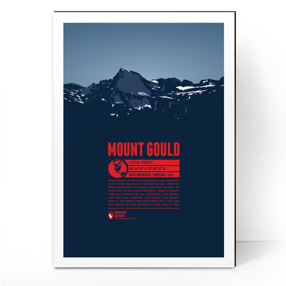 Mount Gould as an illustrated print by Marmota Maps on Aludibond (2912 m, Rocky Mountains)
