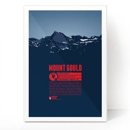 Mount Gould as an illustrated print by Marmota Maps on acrylic glass (2912 m, Rocky Mountains)