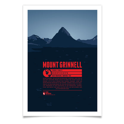 Mount Grinnell als illustrierter Druck von Marmota Maps (2699 m, Rocky Mountains)