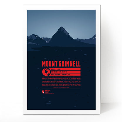 Mount Grinnell as an illustrated print by Marmota Maps on Foamcore (2699 m, Rocky Mountains)