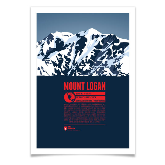 Mount Logan als illustrierter Druck von Marmota Maps (5959 m, Saint Elias Mountains)