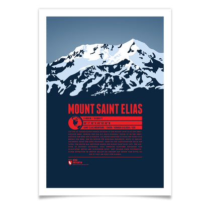 Mount Saint Elias als illustrierter Druck von Marmota Maps (5489 m, Saint Elias Mountains)
