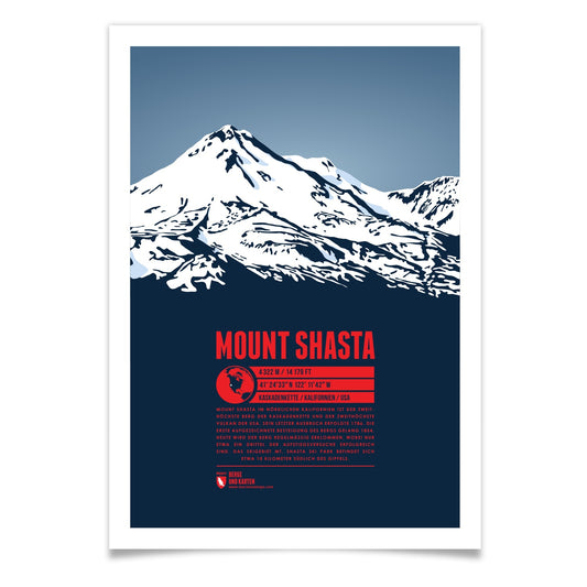 Mount Shasta als illustrierter Druck von Marmota Maps (4322 m, Kaskadenkette)