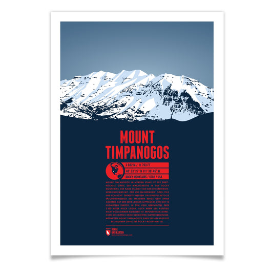 Mount Timpanogos als illustrierter Druck von Marmota Maps (3582 m, Rocky Mountains)