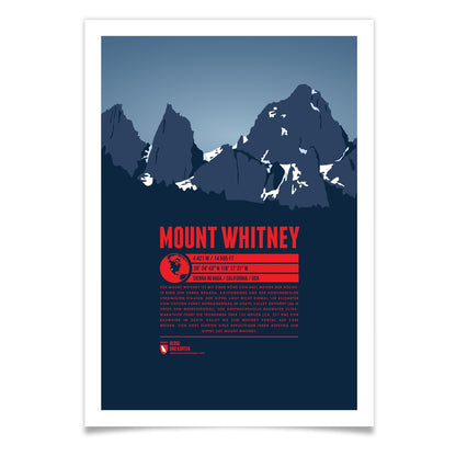 Mount Whitney als illustrierter Druck von Marmota Maps (4421 m, Sierra Nevada)