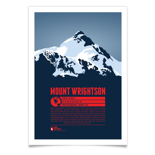 Mount Wrightson als illustrierter Druck von Marmota Maps (2882 m, Santa Rita Mountains)