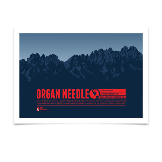 Organ Needle als illustrierter Druck von Marmota Maps (2738 m, Organ Mountains)