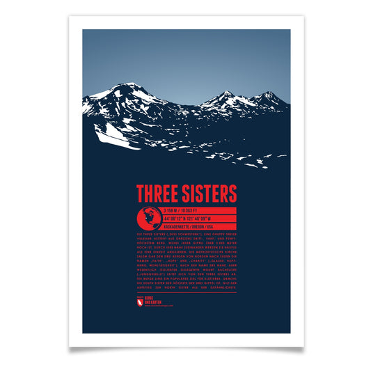 Three Sisters als illustrierter Druck von Marmota Maps (3158 m, Kaskadenkette)