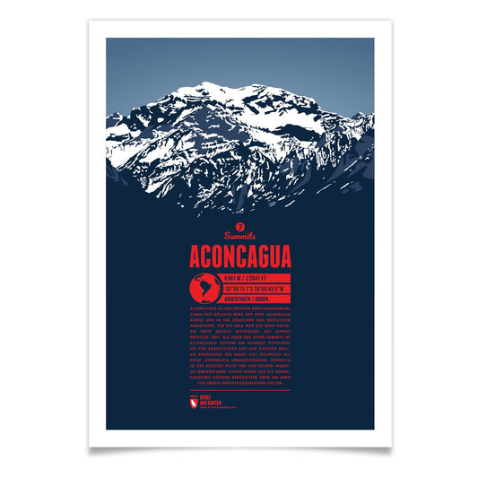 Aconcagua als illustrierter Druck von Marmota Maps (6961 m, Anden)
