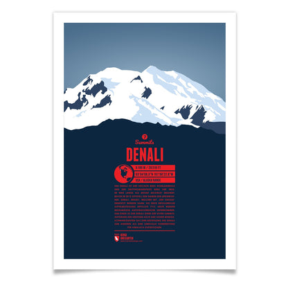 Denali als illustrierter Druck von Marmota Maps (6190 m, Alaska Range)