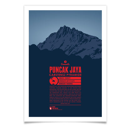 Puncak Jaya als illustrierter Druck von Marmota Maps (4884 m, Neu Guinea, Maoke Gebirge)