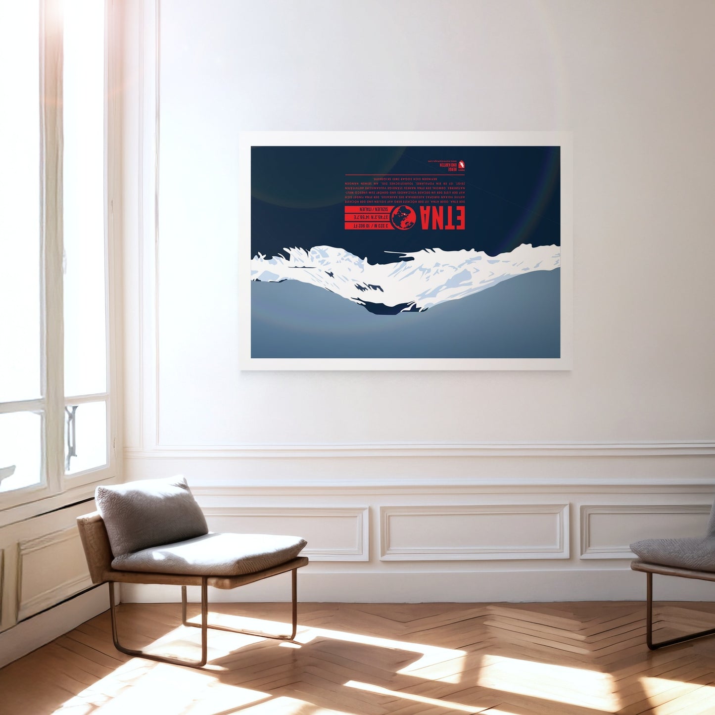 Etna als Druck an einer Wand hängend