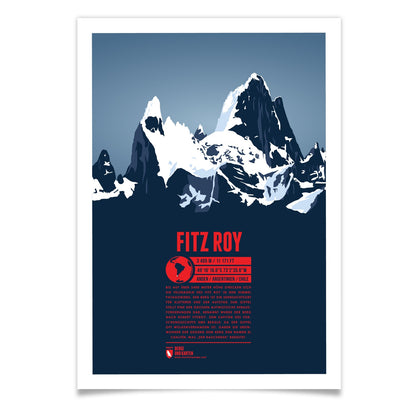Fitz Roy als illustrierter Druck von Marmota Maps (3405 m, Anden)