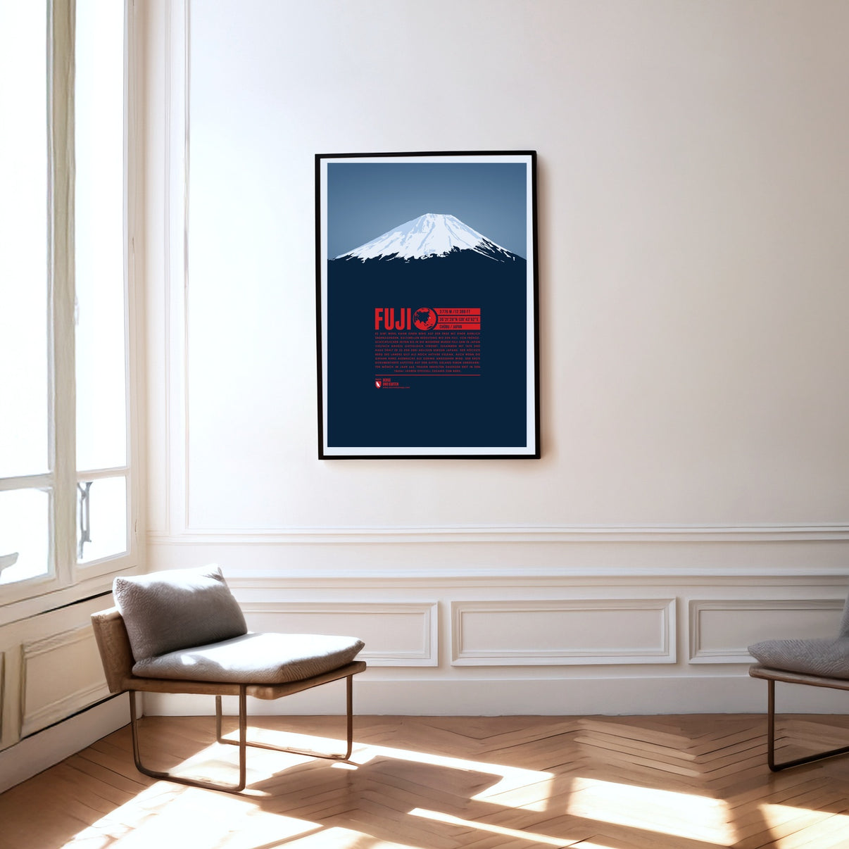 Fuji als Druck an einer Wand hängend