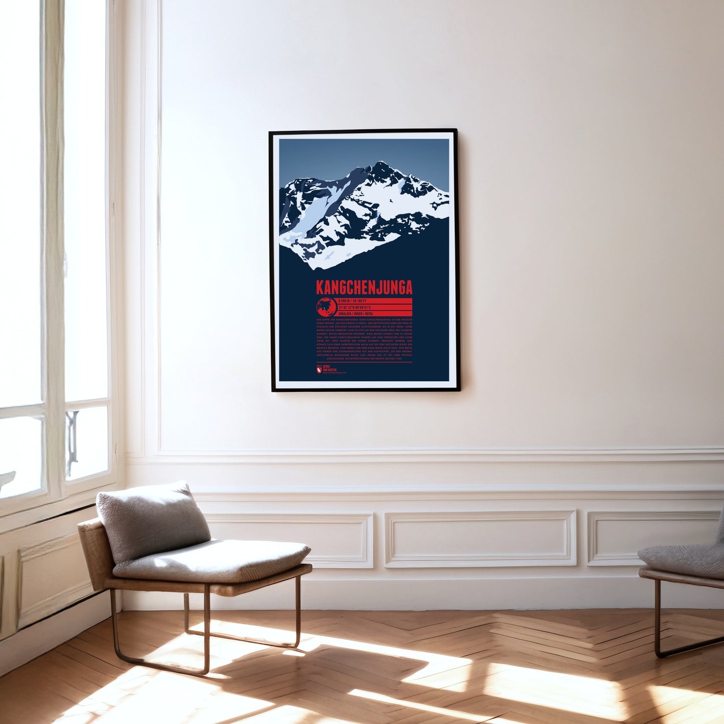 Kangchenjunga als Druck an einer Wand hängend