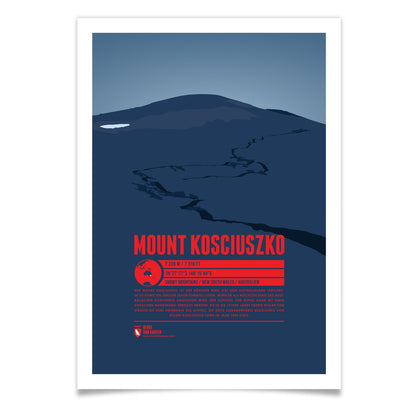 Mount Kosciuszko als illustrierter Druck von Marmota Maps (2228 m, Snowy Mountains)