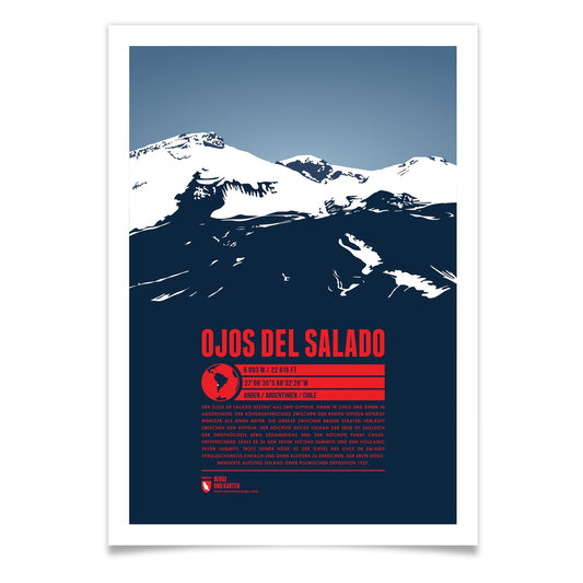 Ojos del Salado als illustrierter Druck von Marmota Maps (6893 m, Anden)