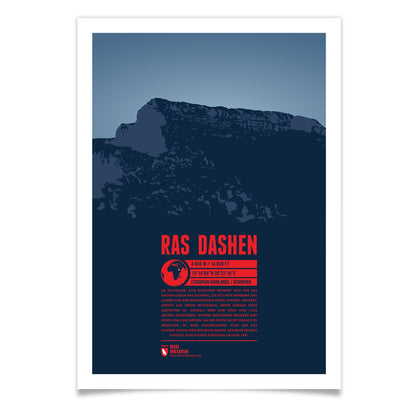 Ras Dashen als illustrierter Druck von Marmota Maps (4550 m, Hochland von Äthiopien)