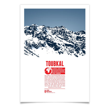 Toubkal als illustrierter Druck von Marmota Maps (4167 m, Atlas)