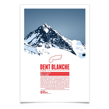 Dent Blanche als illustrierter Druck von Marmota Maps (4357 m, Walliser Alpen)