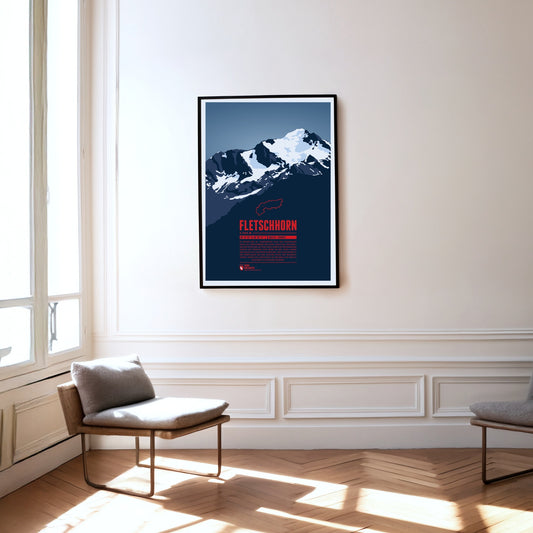 Fletschhorn as a print hanging on a wall
