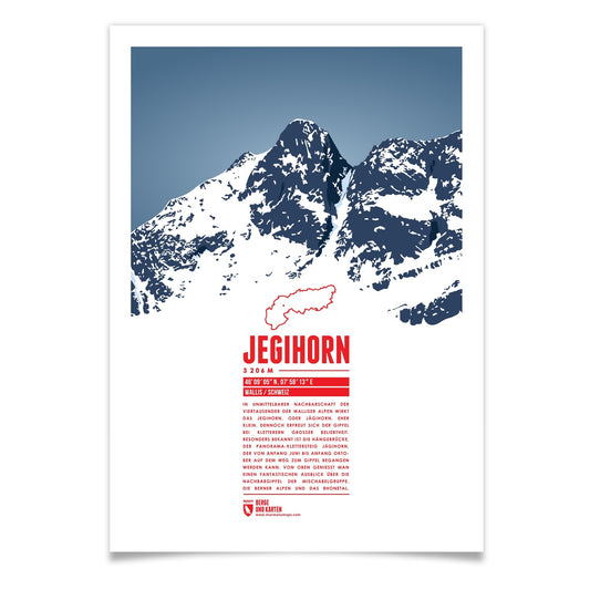 Jegihorn als illustrierter Druck von Marmota Maps (3206 m, Walliser Alpen)