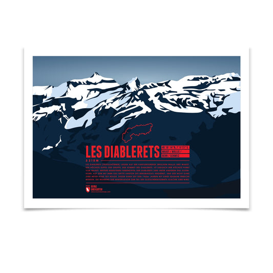 Les Diablerets als illustrierter Druck von Marmota Maps (3210 m, Berner Alpen)