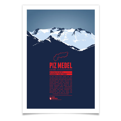 Piz Medel als illustrierter Druck von Marmota Maps (3210 m, Lepontinische Alpen)