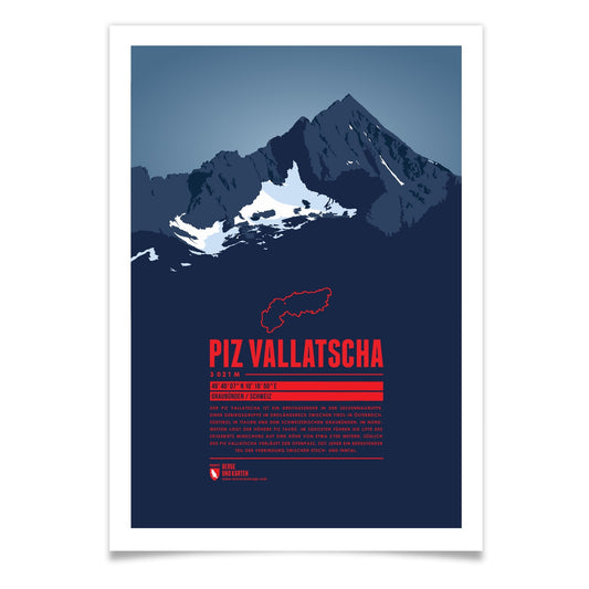 Piz Vallatscha als illustrierter Druck von Marmota Maps (3021 m, Sesvennagruppe)