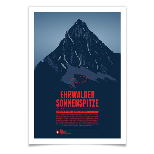 Ehrwalder Sonnenspitze als illustrierter Druck von Marmota Maps (2417 m, Mieminger Gebirge)